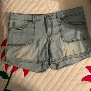 Women’s Mudd Blue Jean Shorts with Folded Cuff and Faded Look
